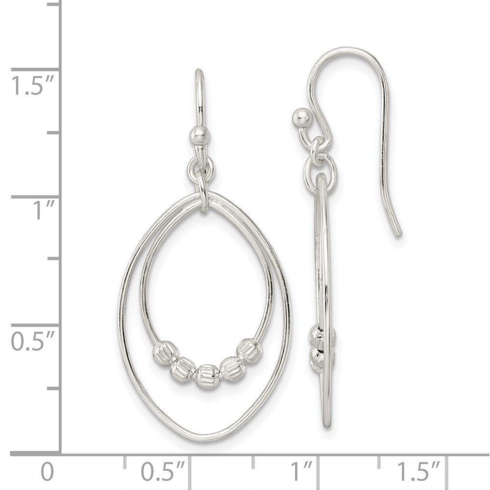 Sterlingsilber Poliert & Diamantiert Gekugelt Ovals Ohrhänger