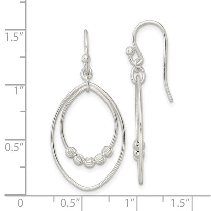 Sterlingsilber Poliert & Diamantiert Gekugelt Ovals Ohrhänger