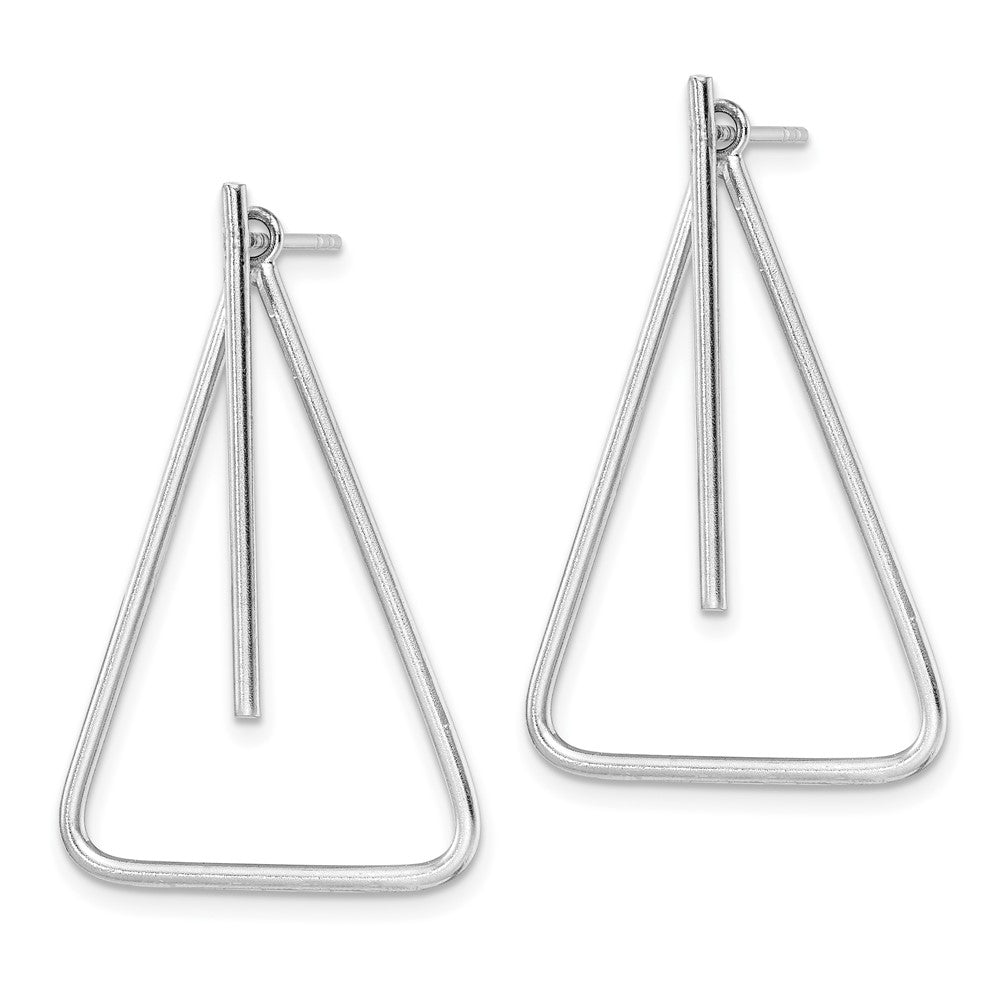 Sterlingsilber Rhodiniert Stecker Vorderseite & Rückseite Hängend Dreieck Ohrringe