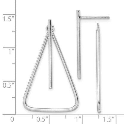 Sterlingsilber Rhodiniert Stecker Vorderseite & Rückseite Hängend Dreieck Ohrringe