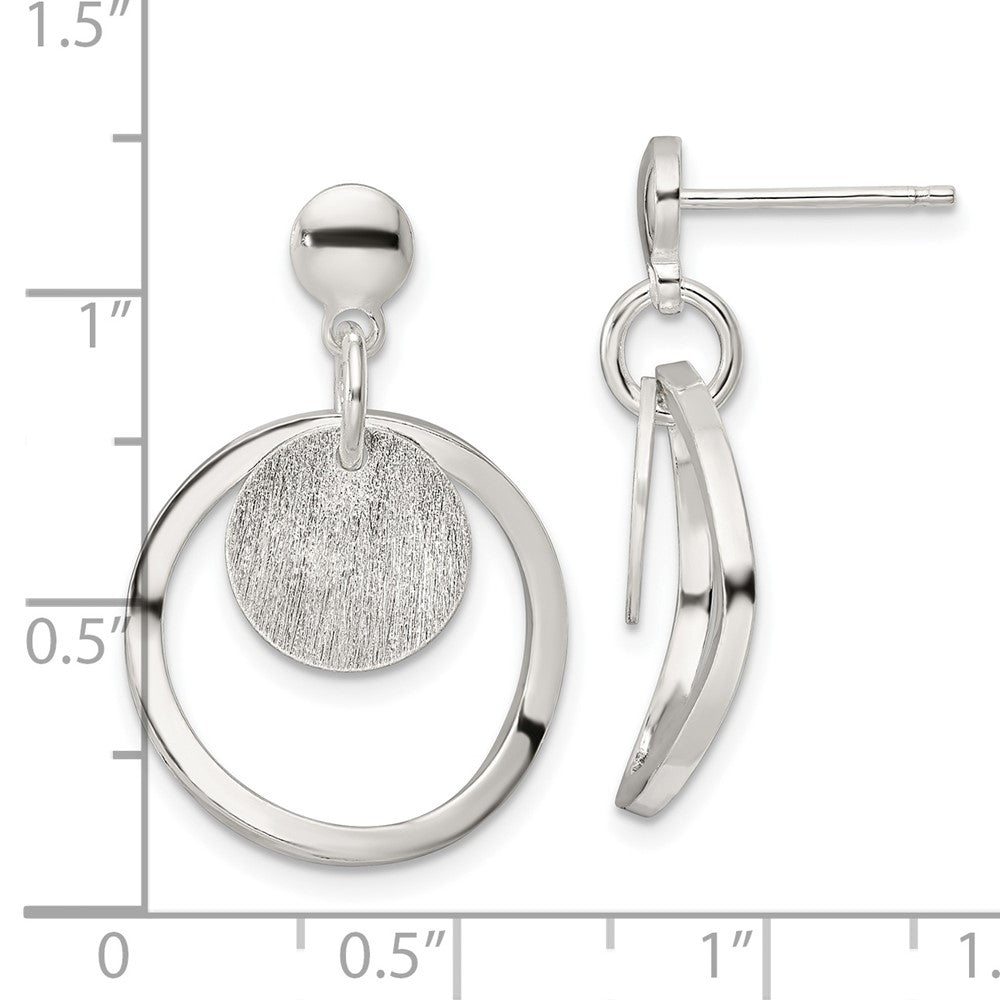 Sterlingsilber Poliert & Satiniert Kreis Stecker Ohrhänger