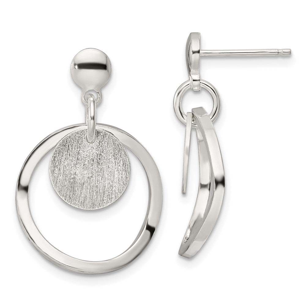 Sterlingsilber Poliert & Satiniert Kreis Stecker Ohrhänger