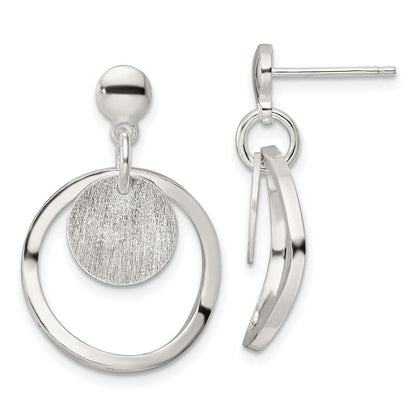 Sterlingsilber Poliert & Satiniert Kreis Stecker Ohrhänger