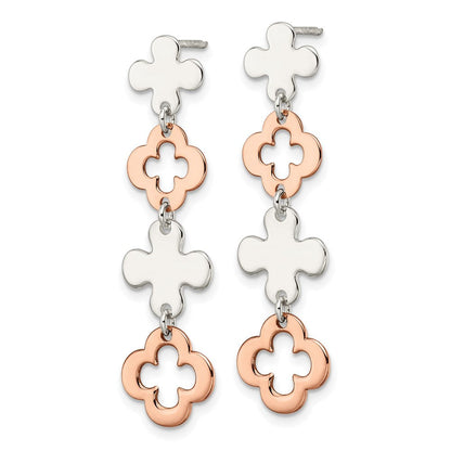 Sterlingsilber Roséfarben Blume Hängend Ohrstecker