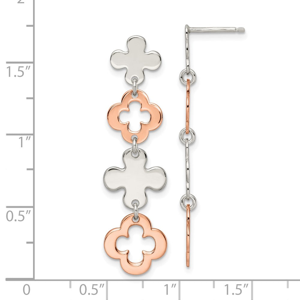 Sterlingsilber Roséfarben Blume Hängend Ohrstecker