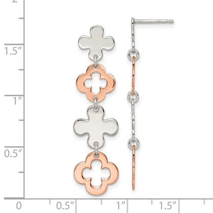 Sterlingsilber Roséfarben Blume Hängend Ohrstecker
