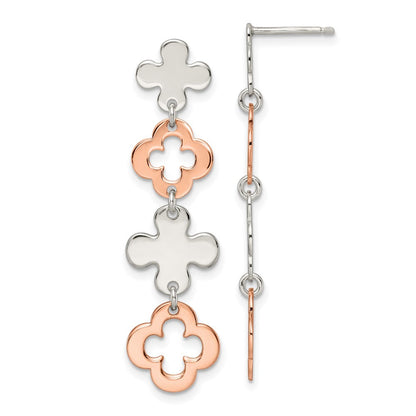 Sterlingsilber Roséfarben Blume Hängend Ohrstecker