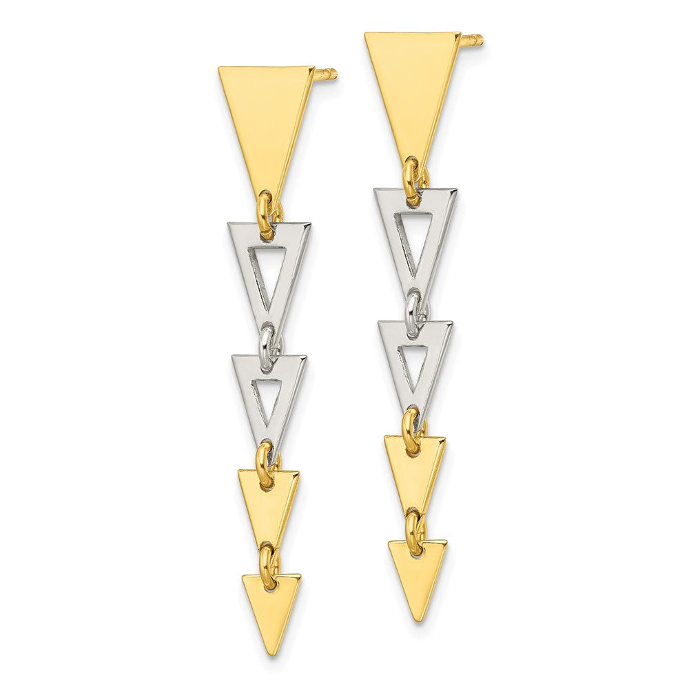 Sterlingsilber & Goldfarben Fantasie Triangles Stecker Ohrhänger