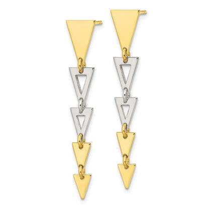 Sterlingsilber & Goldfarben Fantasie Triangles Stecker Ohrhänger