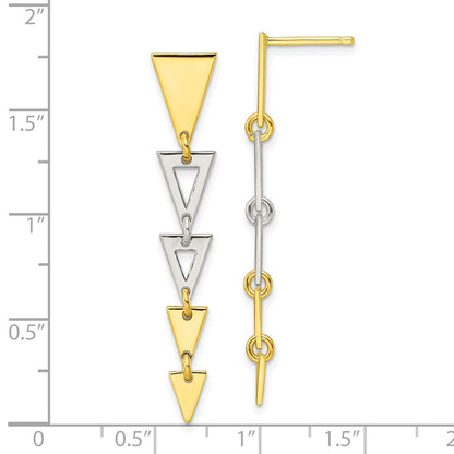 Sterlingsilber & Goldfarben Fantasie Triangles Stecker Ohrhänger