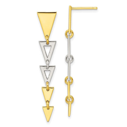 Sterlingsilber & Goldfarben Fantasie Triangles Stecker Ohrhänger