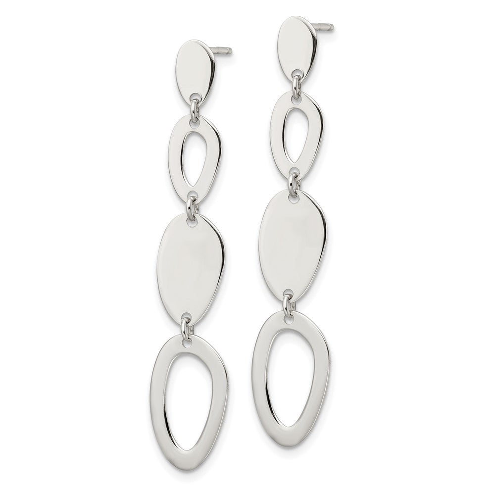 Sterlingsilber Poliert Fantasie Ovals Stecker Ohrhänger