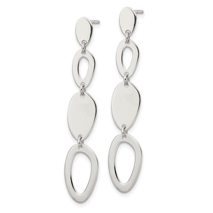 Sterlingsilber Poliert Fantasie Ovals Stecker Ohrhänger