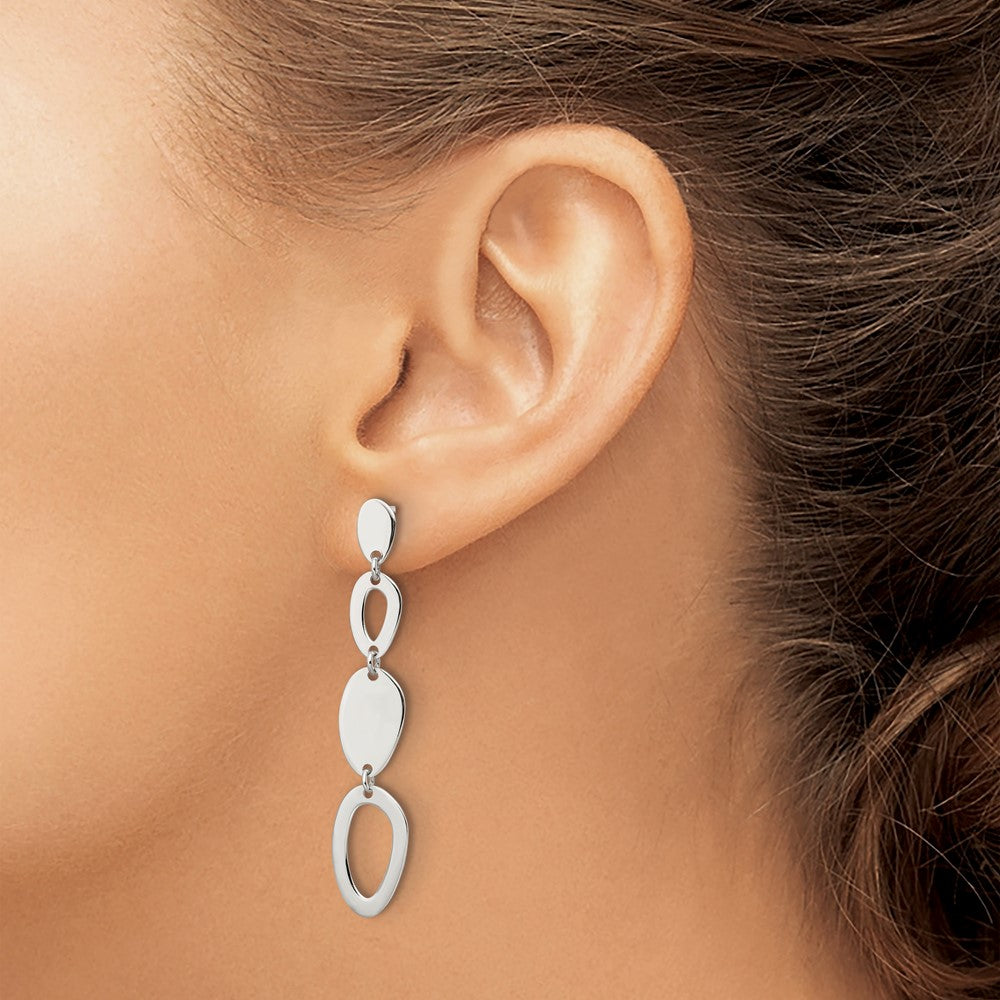 Sterlingsilber Poliert Fantasie Ovals Stecker Ohrhänger