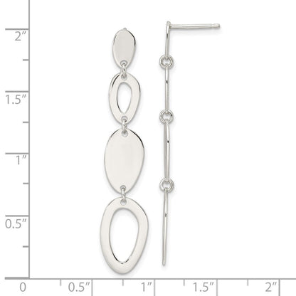 Sterlingsilber Poliert Fantasie Ovals Stecker Ohrhänger