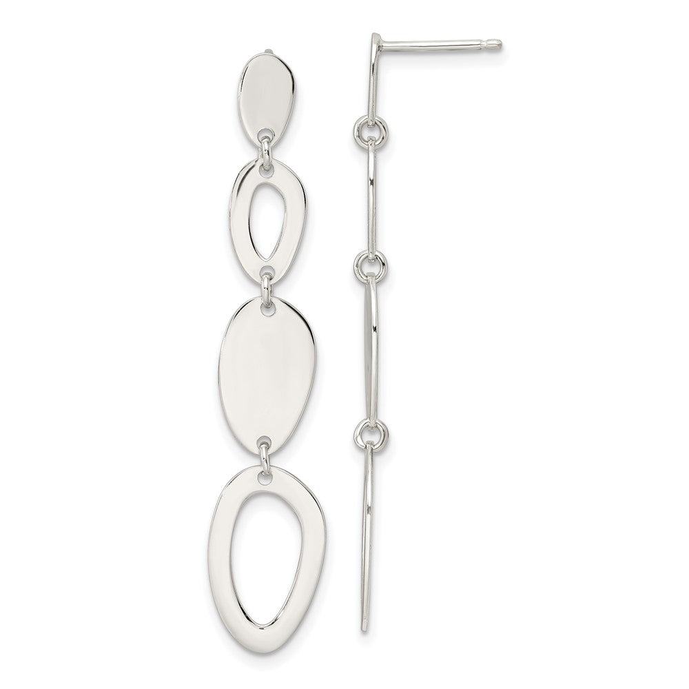 Sterlingsilber Poliert Fantasie Ovals Stecker Ohrhänger