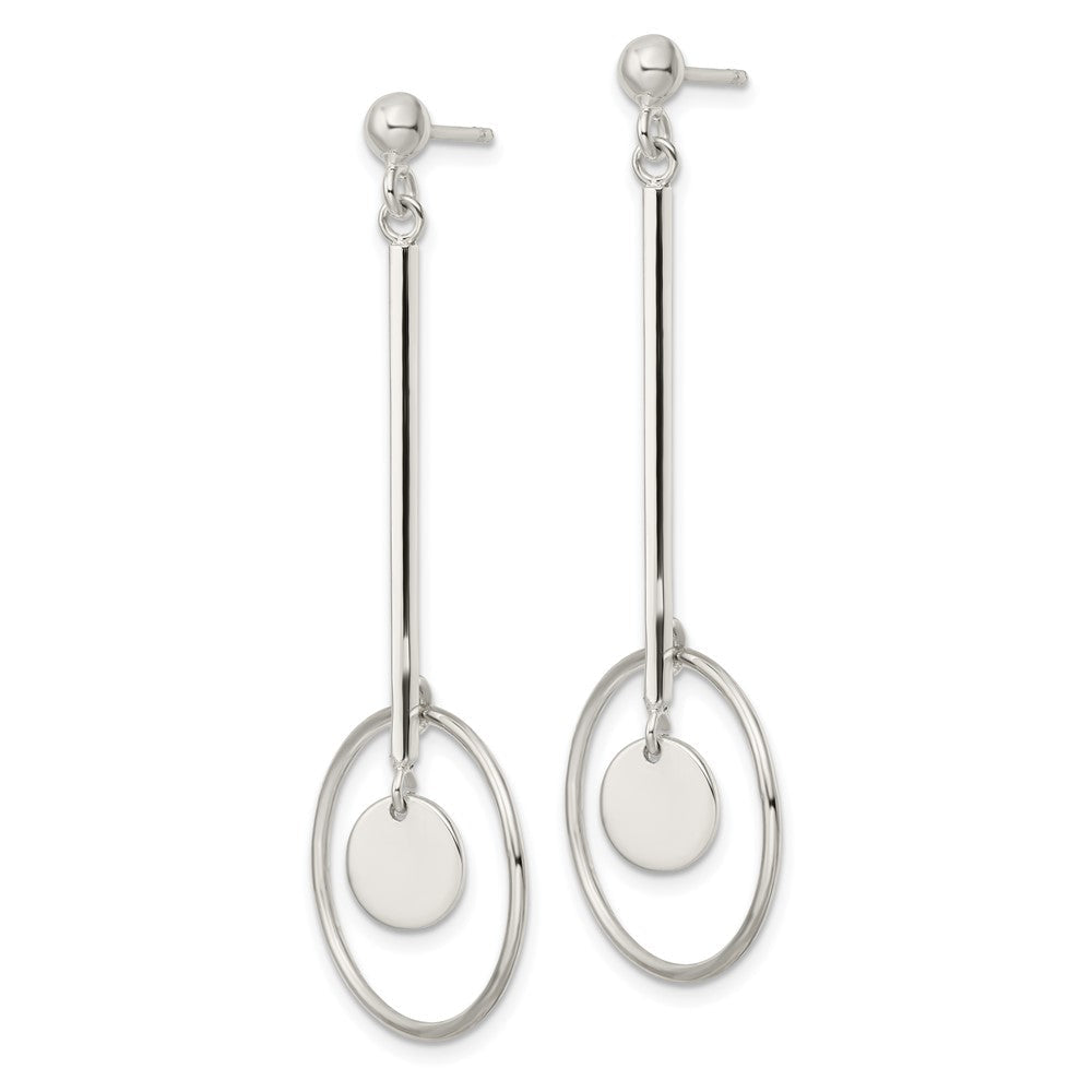 Sterlingsilber Stab und Kreis Hängend Ohrstecker