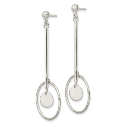 Sterlingsilber Stab und Kreis Hängend Ohrstecker