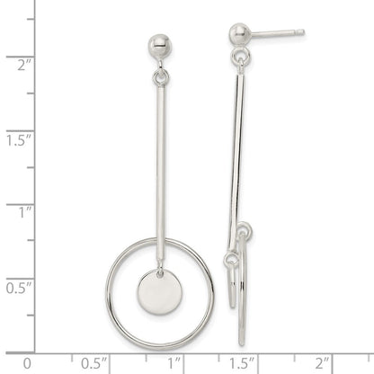 Sterlingsilber Stab und Kreis Hängend Ohrstecker