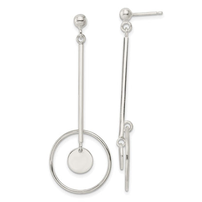 Sterlingsilber Stab und Kreis Hängend Ohrstecker