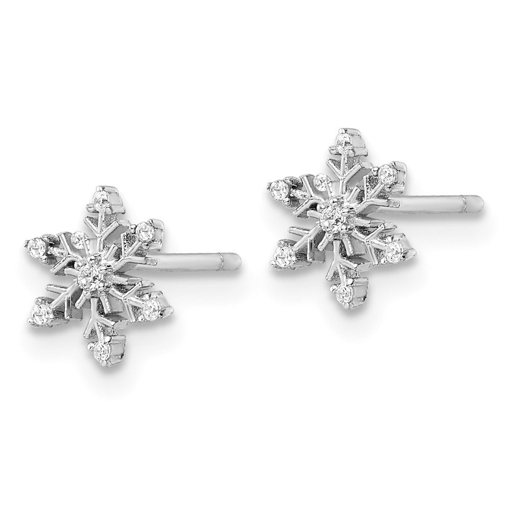 Sterlingsilber Rhodiniert Poliert Zirkonia Schneeflocke Ohrstecker