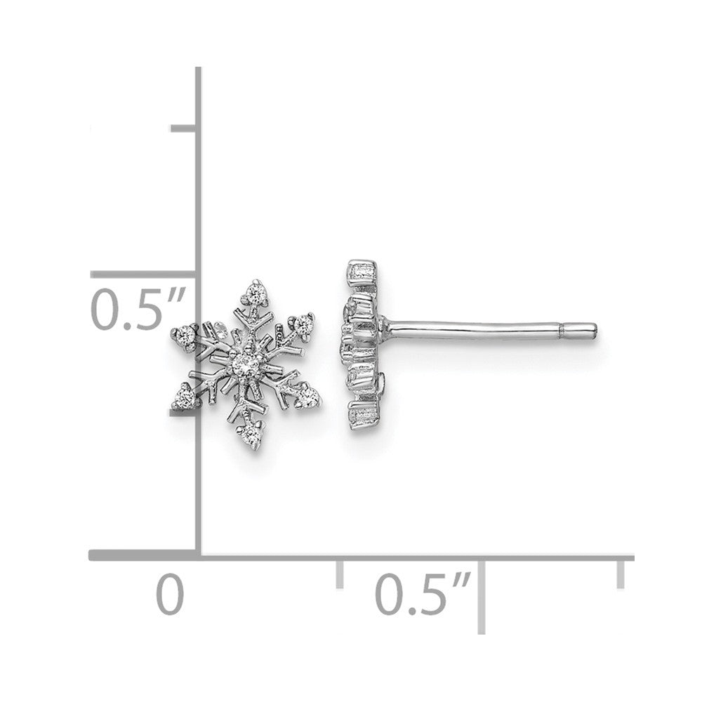 Sterlingsilber Rhodiniert Poliert Zirkonia Schneeflocke Ohrstecker