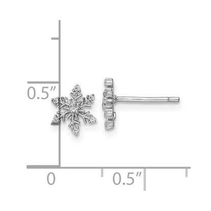 Sterlingsilber Rhodiniert Poliert Zirkonia Schneeflocke Ohrstecker