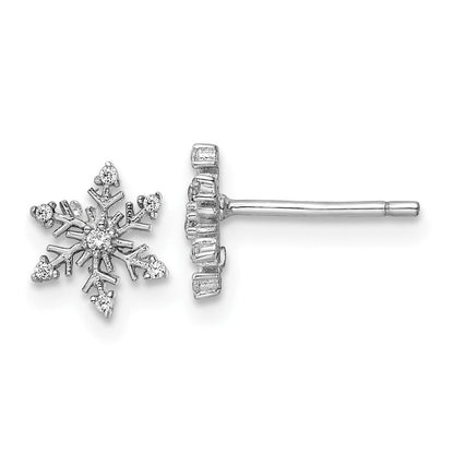 Sterlingsilber Rhodiniert Poliert Zirkonia Schneeflocke Ohrstecker