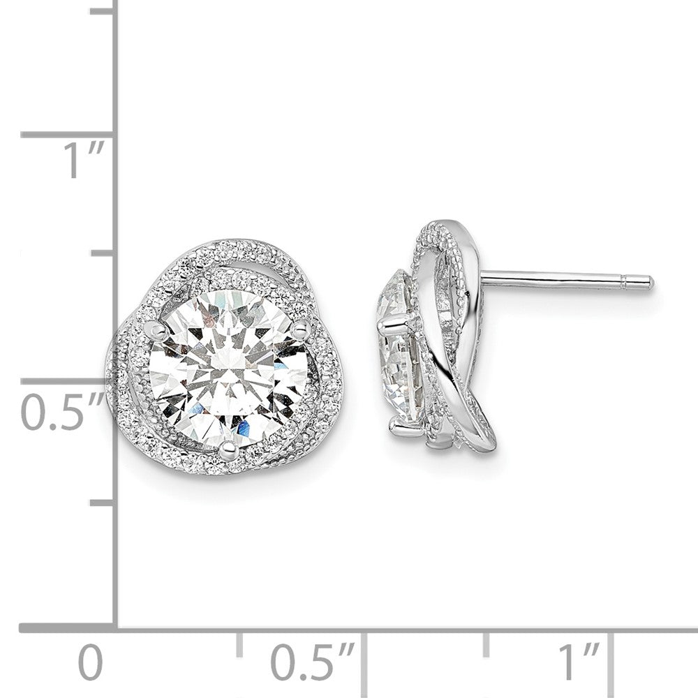 Sterlingsilber Rhodiniert Poliert 12mm Rund Zirkonia Ohrstecker