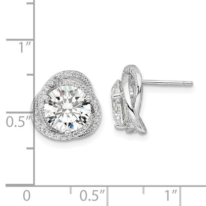 Sterlingsilber Rhodiniert Poliert 12mm Rund Zirkonia Ohrstecker