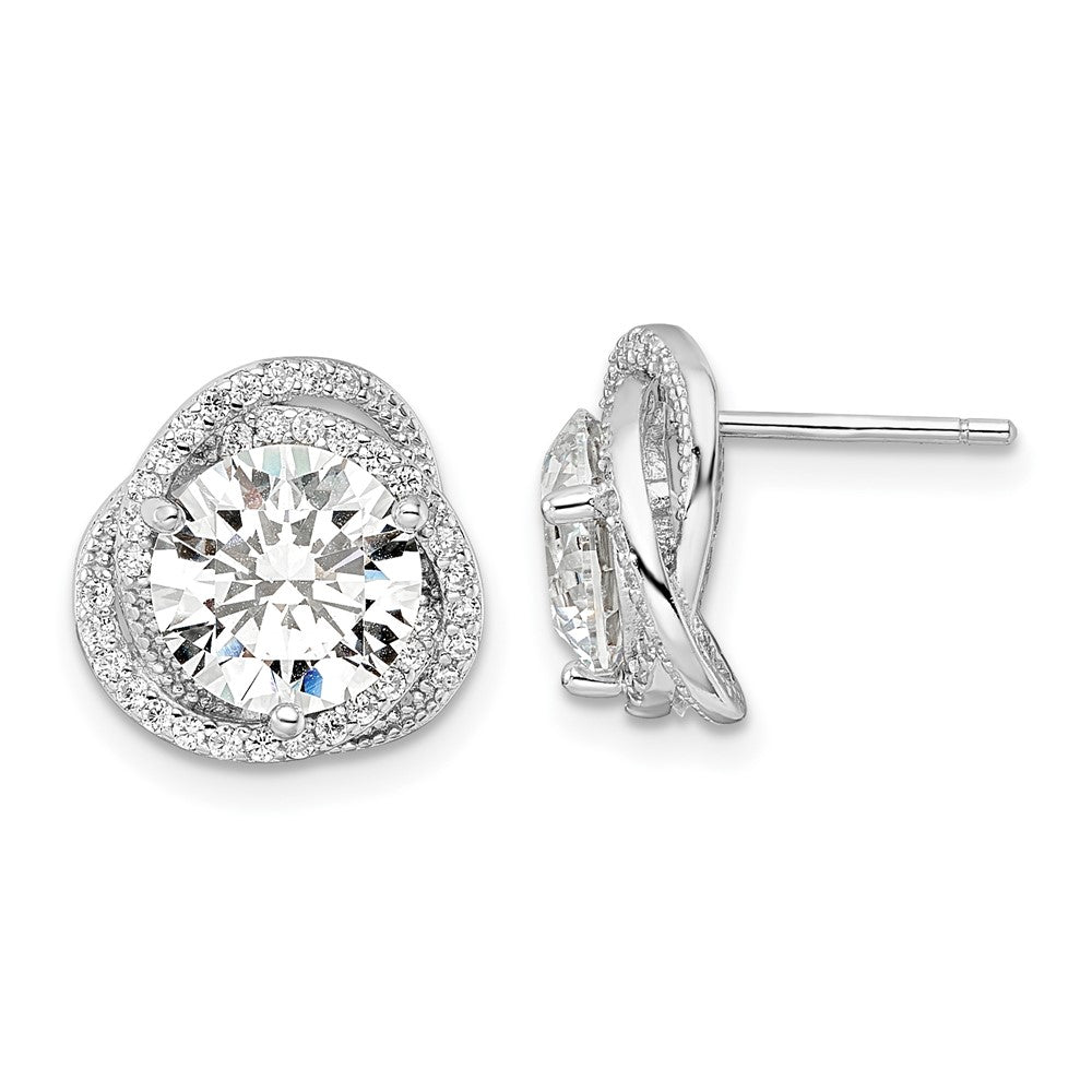 Sterlingsilber Rhodiniert Poliert 12mm Rund Zirkonia Ohrstecker