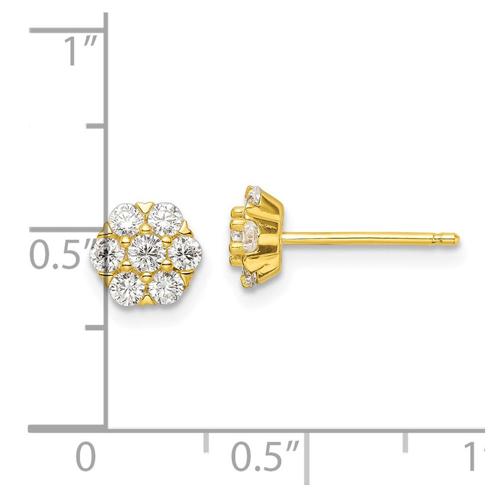 Sterlingsilber Goldfarben Poliert Zirkonia Blume Ohrstecker