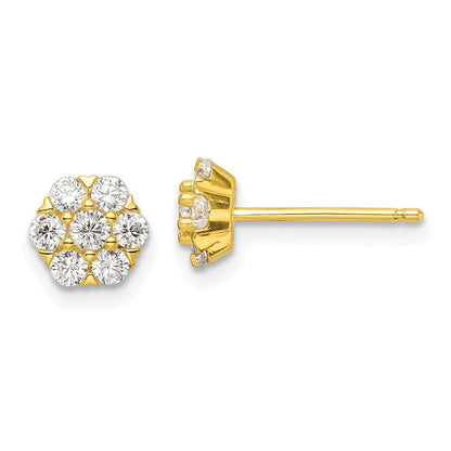 Sterlingsilber Goldfarben Poliert Zirkonia Blume Ohrstecker
