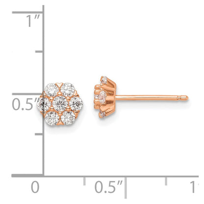 Sterlingsilber Roséfarben Poliert Zirkonia Blume Ohrstecker
