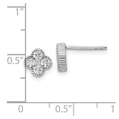 Sterlingsilber Rhodiniert Poliert Zirkonia Ohrstecker