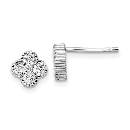 Sterlingsilber Rhodiniert Poliert Zirkonia Ohrstecker