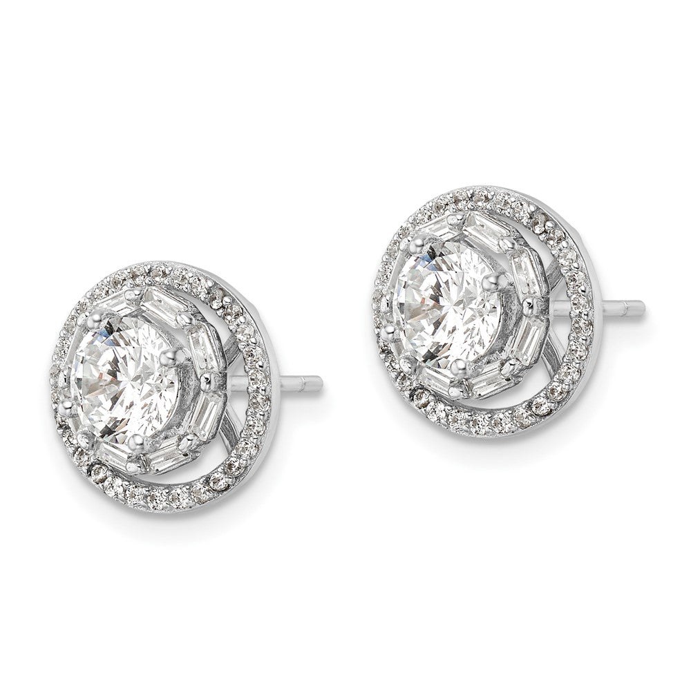 Sterlingsilber Rhodiniert Poliert 6mm Zirkonia Ohrstecker mit Jacken Ohrringe