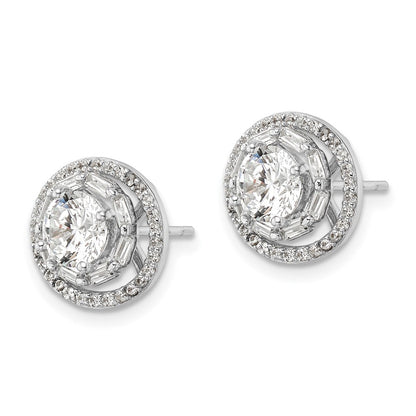 Sterlingsilber Rhodiniert Poliert 6mm Zirkonia Ohrstecker mit Jacken Ohrringe