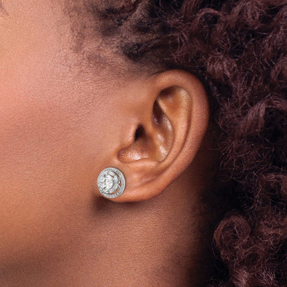 Sterlingsilber Rhodiniert Poliert 6mm Zirkonia Ohrstecker mit Jacken Ohrringe