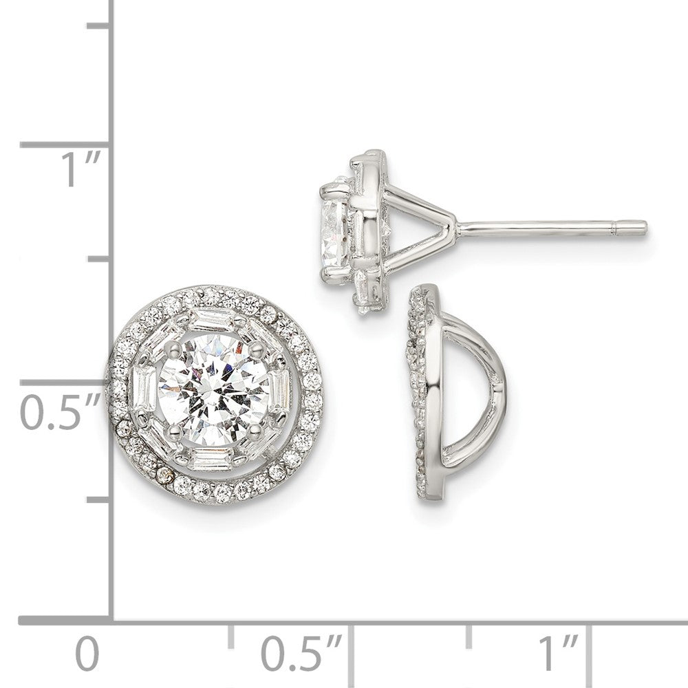 Sterlingsilber Rhodiniert Poliert 6mm Zirkonia Ohrstecker mit Jacken Ohrringe