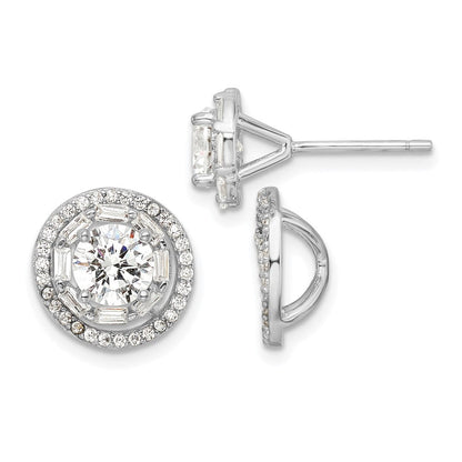 Sterlingsilber Rhodiniert Poliert 6mm Zirkonia Ohrstecker mit Jacken Ohrringe