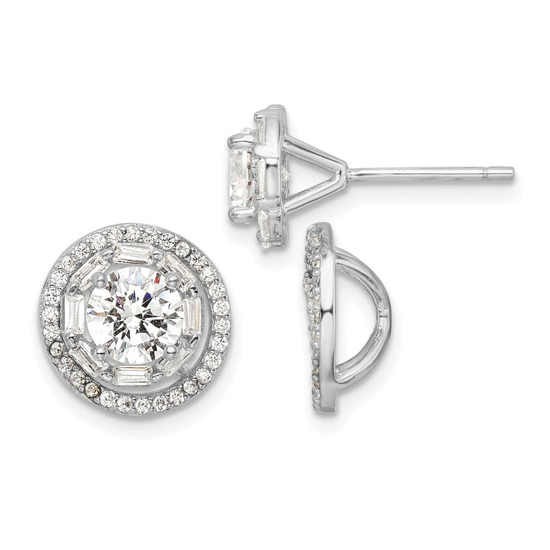 Sterlingsilber Rhodiniert Poliert 6mm Zirkonia Ohrstecker mit Jacken Ohrringe