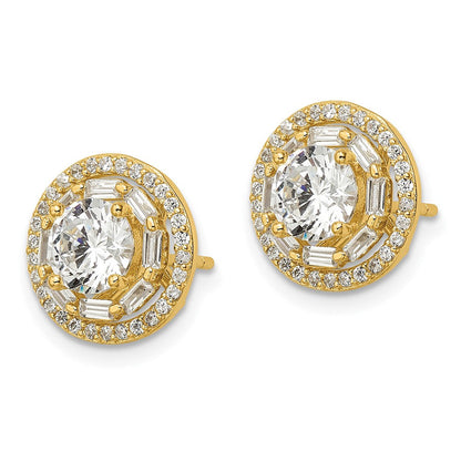 Sterlingsilber Goldfarben Poliert 6mm Zirkonia Ohrstecker mit Jacken Ohrringe