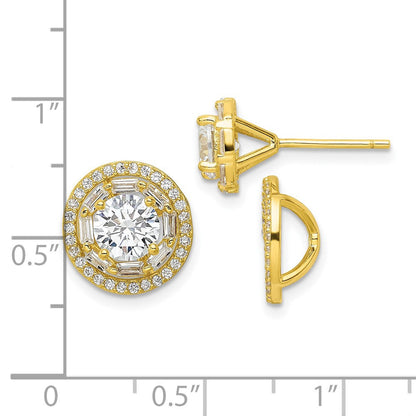 Sterlingsilber Goldfarben Poliert 6mm Zirkonia Ohrstecker mit Jacken Ohrringe