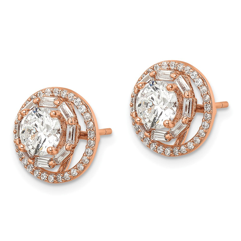 Sterlingsilber Roséfarben Poliert 6mm Zirkonia Ohrstecker mit Jacken Ohrringe