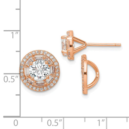 Sterlingsilber Roséfarben Poliert 6mm Zirkonia Ohrstecker mit Jacken Ohrringe