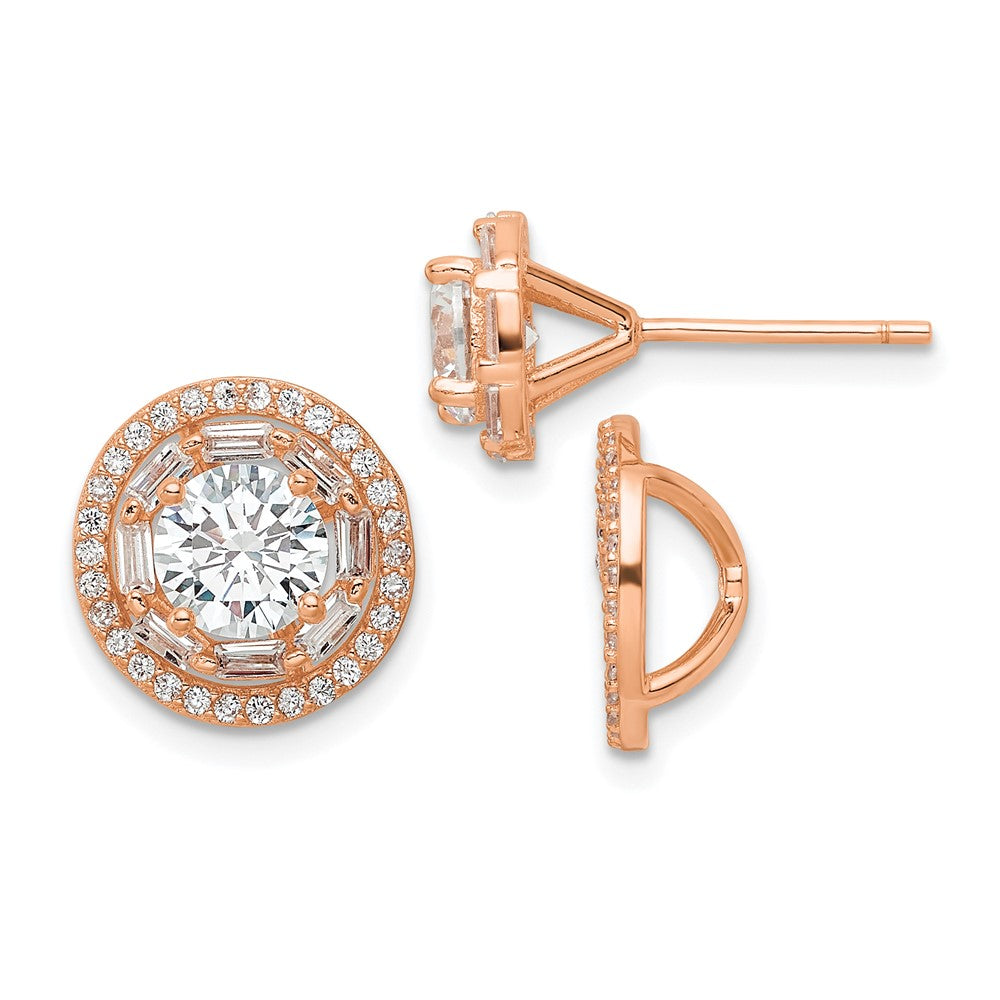 Sterlingsilber Roséfarben Poliert 6mm Zirkonia Ohrstecker mit Jacken Ohrringe