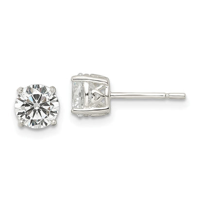 Sterlingsilber Poliert 6mm Rund Zirkonia Herz Korb Set Ohrstecker