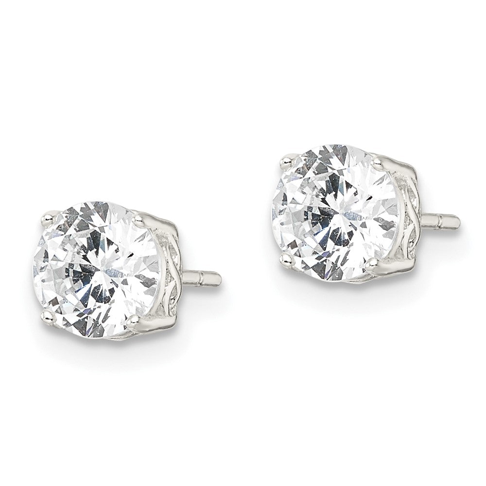 Sterlingsilber Poliert 6mm Rund Zirkonia Unendlichkeit Korb Set Ohrstecker