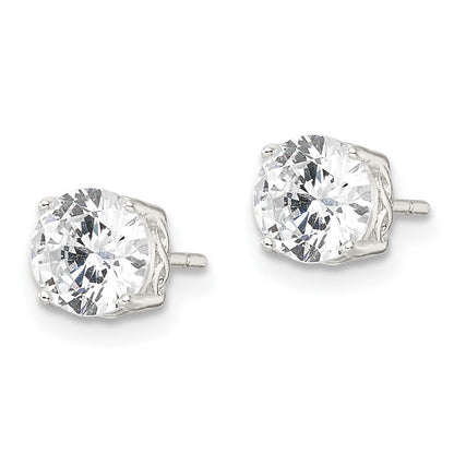 Sterlingsilber Poliert 6mm Rund Zirkonia Unendlichkeit Korb Set Ohrstecker